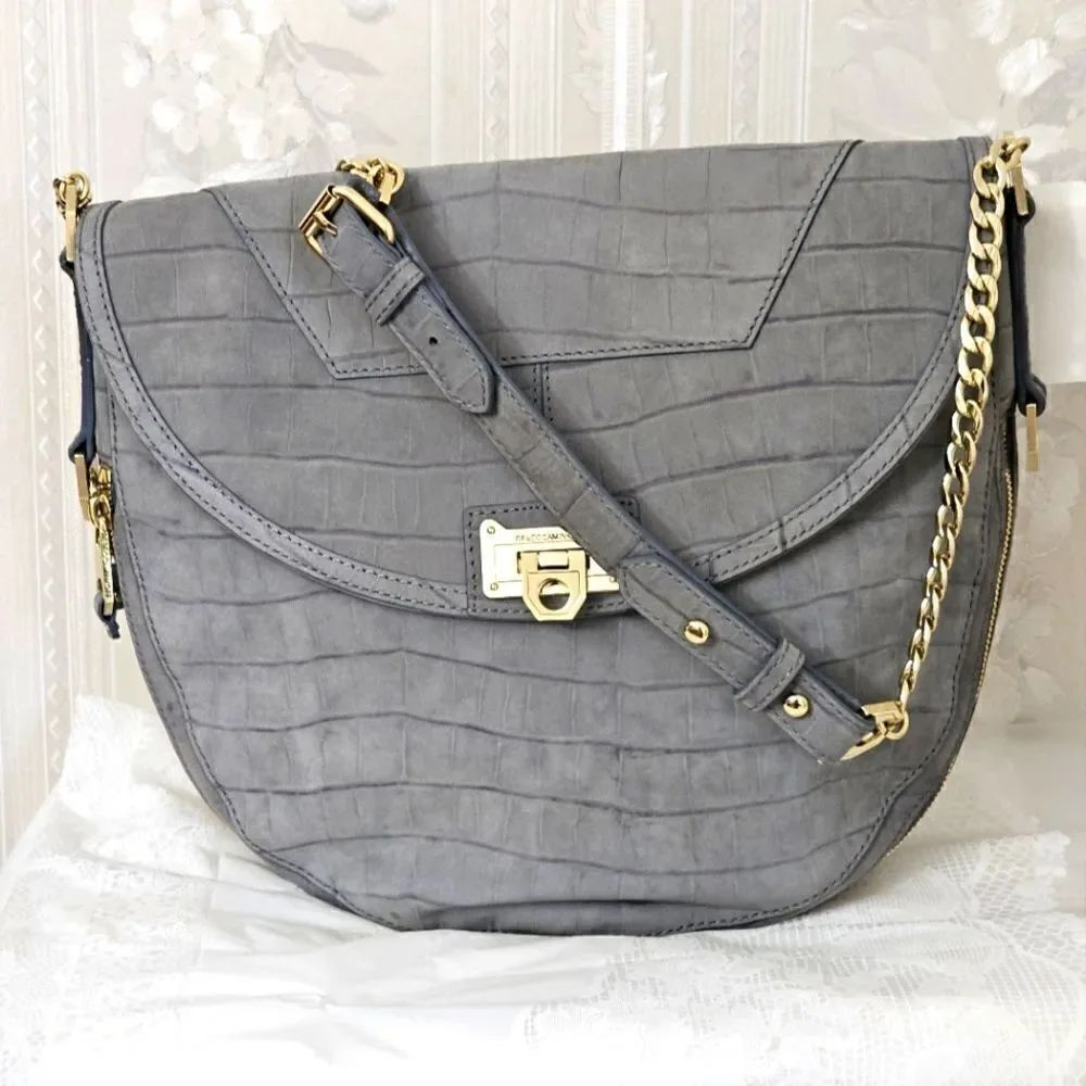 Rebecca Minkoff Collection Crocodile Embossed Suede Hobo Bag EUC